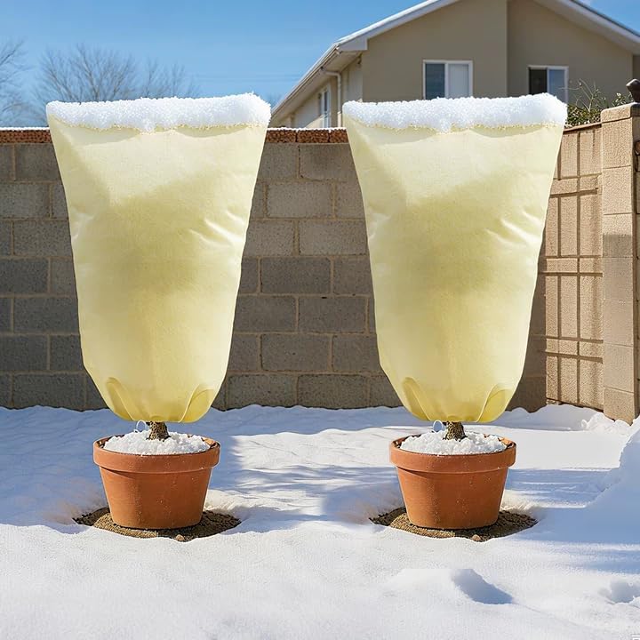 MIXC Plant Covers Freeze Protection, 47.2''×70.8'' Winter Cold Weather Frost Blankets Shrub Jacket with Drawstring Reusable Frost Protection Cloth for Outdoor Plants Fruit Tree Potted (2 Pack)
