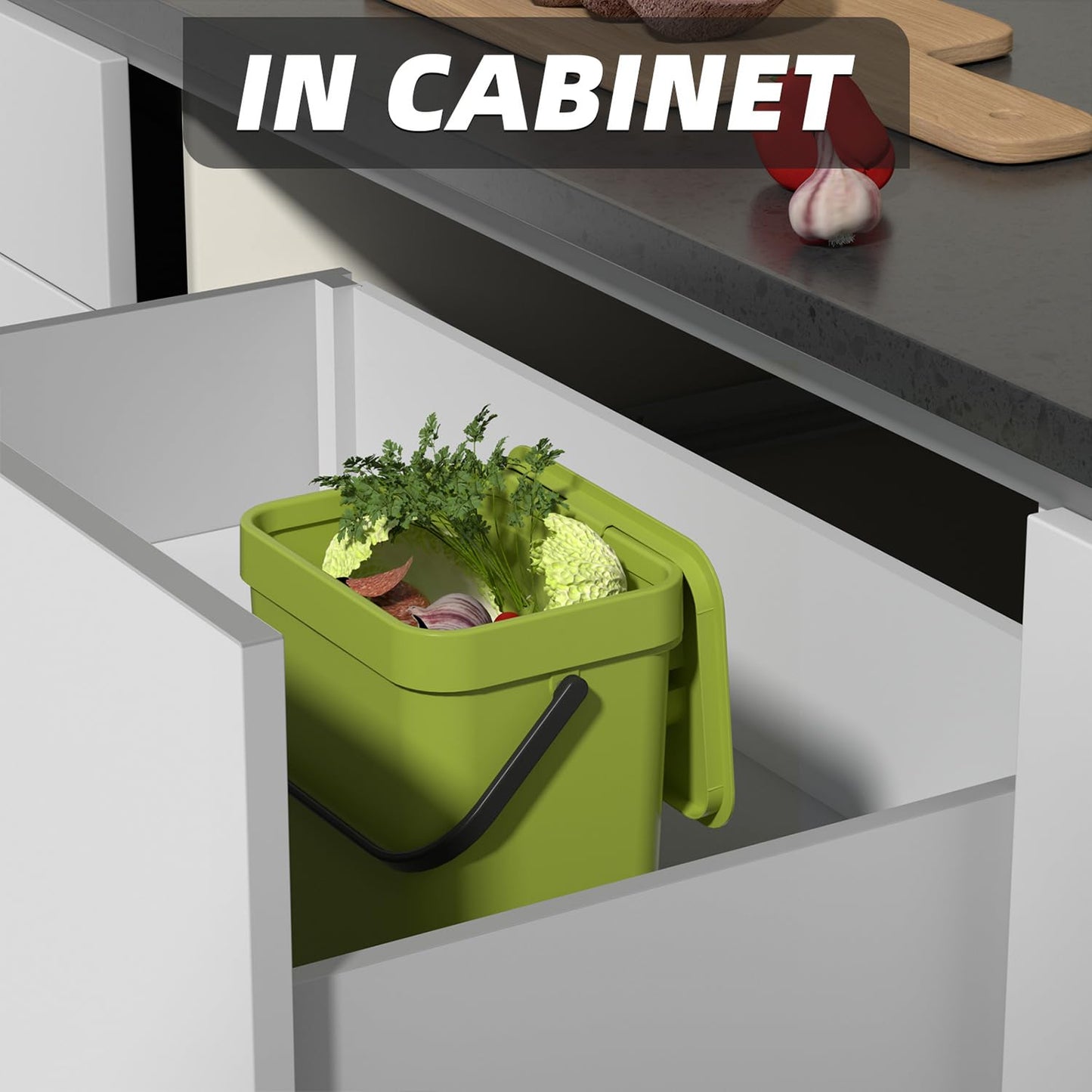 2-Pack Small Compost Bin with Lid, Hanging Kitchen for Cabinet Door, Kitchen Waste Bin, Odor-Free, Compact Recycle Bin for Kitchen, Dog Proof Trash Can, Desk Trash Can for Home Use