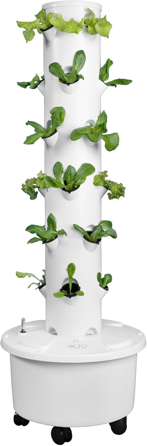 GX Hydroponic Tower | Vertical Planter Tower | Hydroponics Growing System Kit | Food Grade with 24 Net Pots (Without Lights)