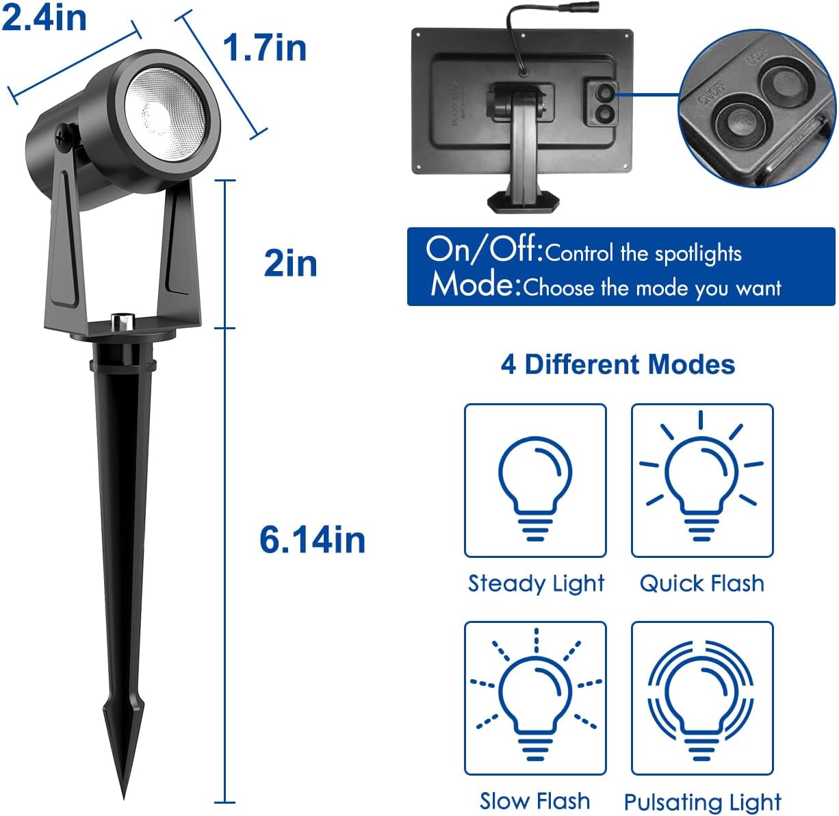ZYAN Solar Landscape Spotlights Outdoor Waterproof IP65, Bright Solar Powered Garden Yard Spot Lights for Outside Plant, Tree, Pathway, Auto On/Off Wall Lights for Walkway, Lawn, Pool Areas-4 Pack