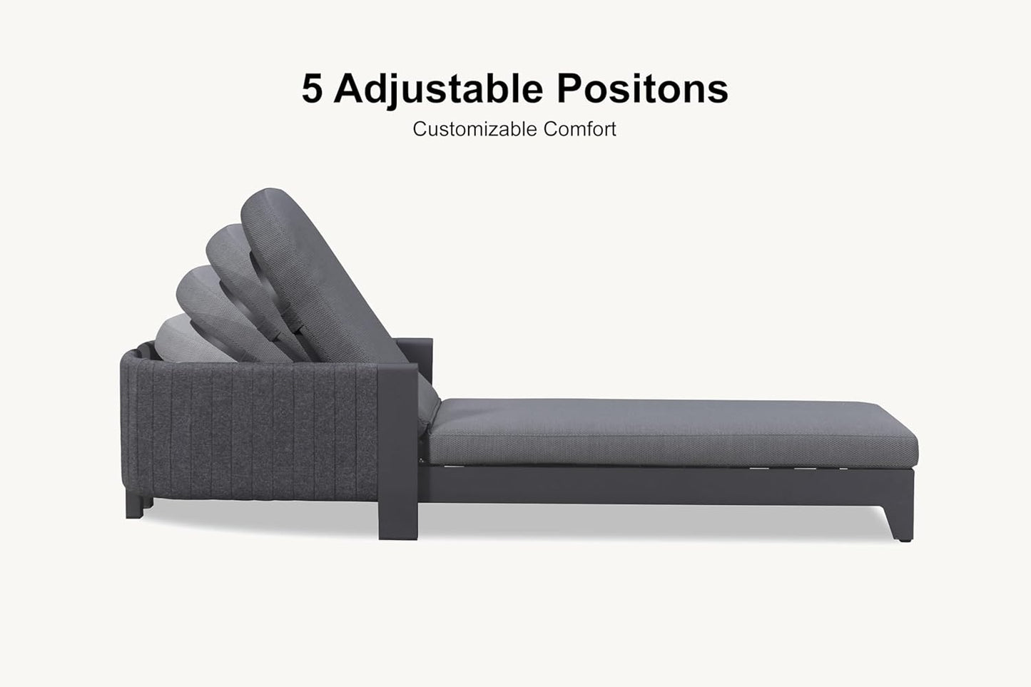 PURPLE LEAF Outdoor Chaise Lounge Chairs with Cushion Patio Aluminum Daybed Sun Chair Adjustable Sunbathing Tanning Reclining Set of 2 Moon Basalt