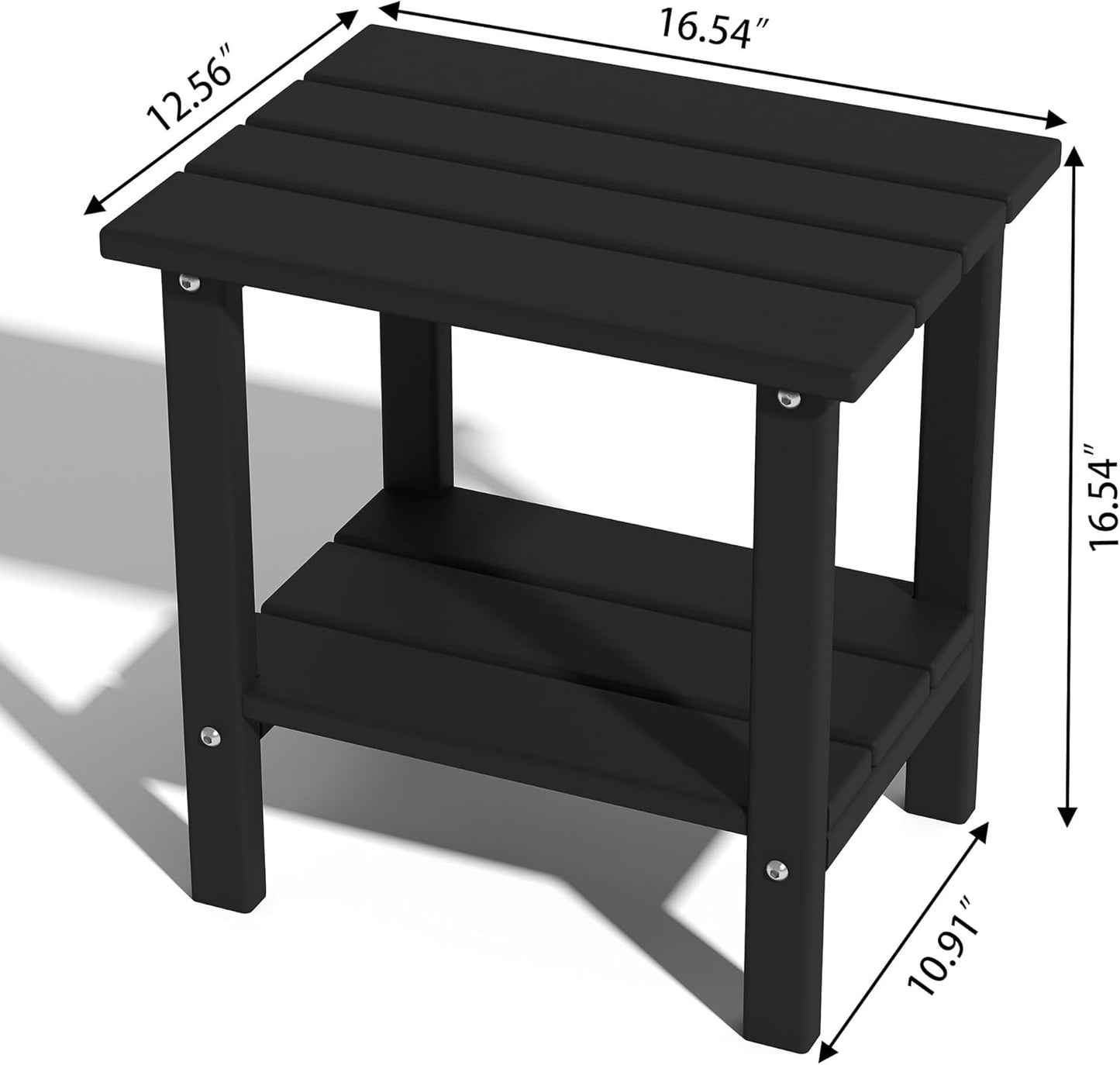 Double Adirondack Outdoor Side Table, Weather-Resistant Patio End Table for Backyard, Pool & Porch, Durable & Stylish Patio Side Table, Black