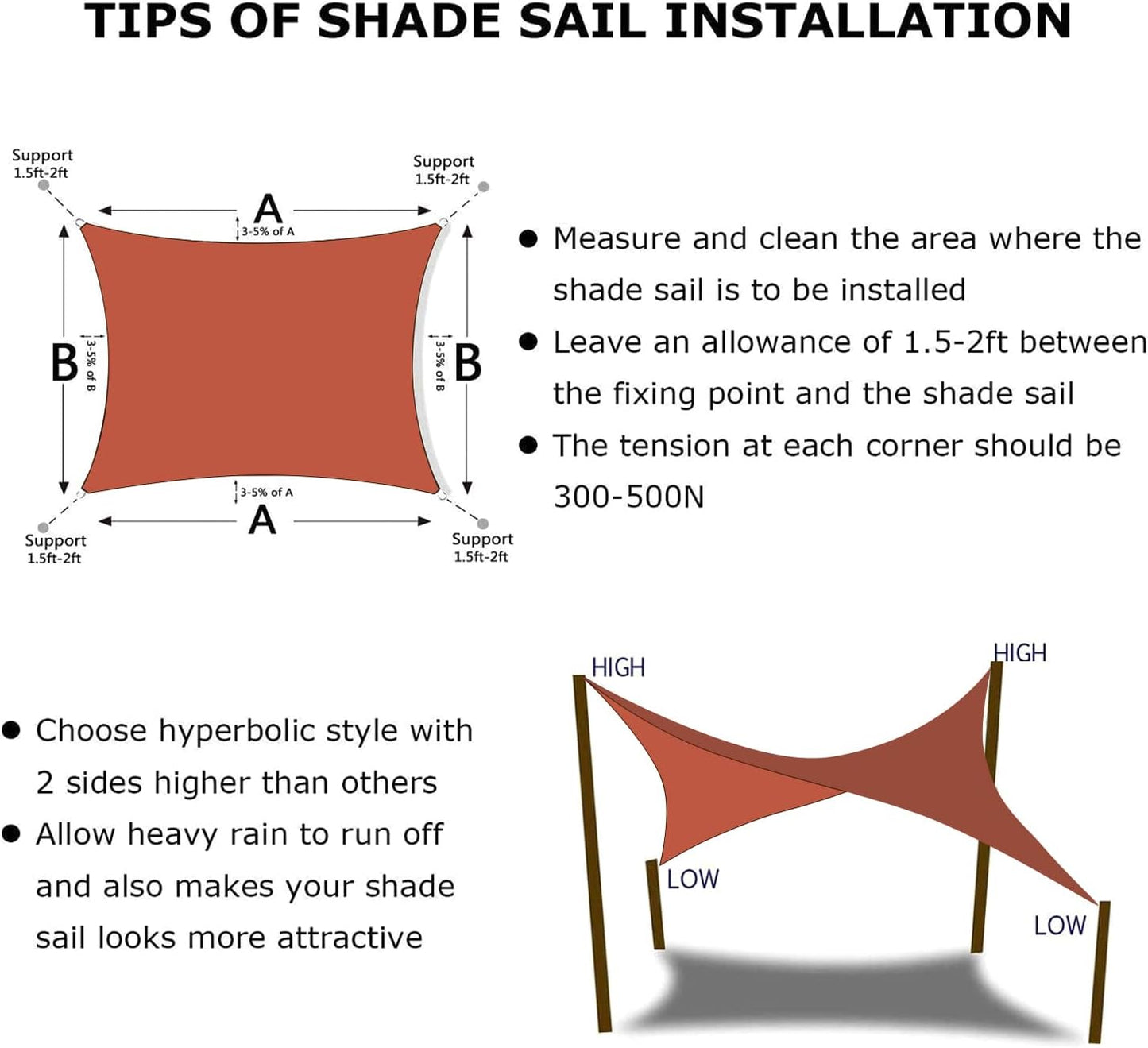 KANAGAWA 12'X14' Rust Red Custom Size Sun Shade Sail Rectangle UV Block Canopy Cover for Patio Backyard Lawn Garden Outdoor (Customized Available)