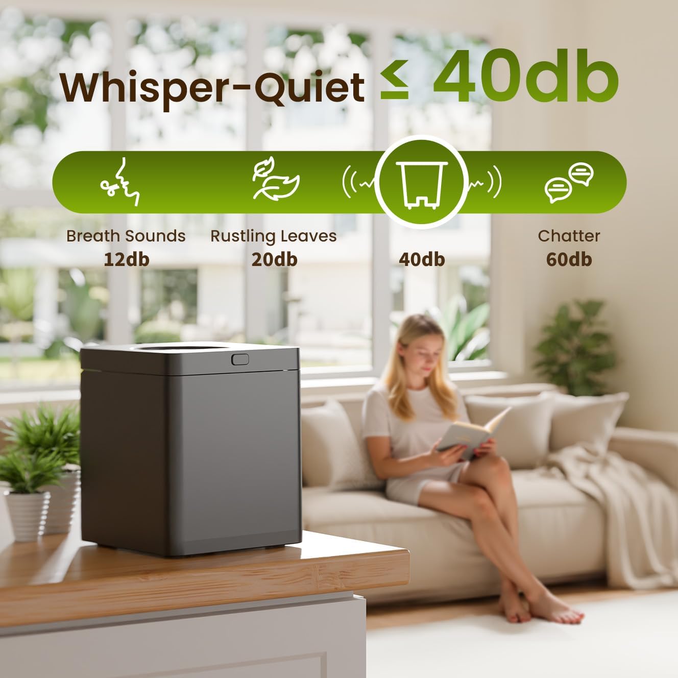 Electric Compost Bin for Kitchen - 3L Countertop Composter with Odorless Auto-Cleaning, Turns Food Waste to Fertilizer in 4 Hours, for Indoor Home Use