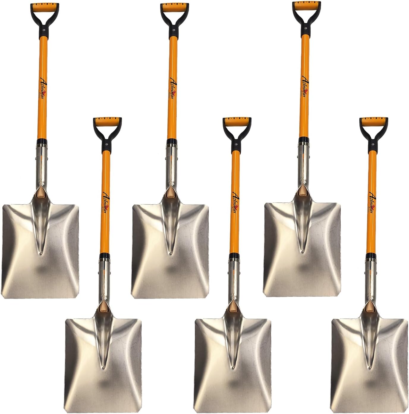 Ashman Snow Shovel with Large Scoop and Heavy Duty Handle (6 Pack)