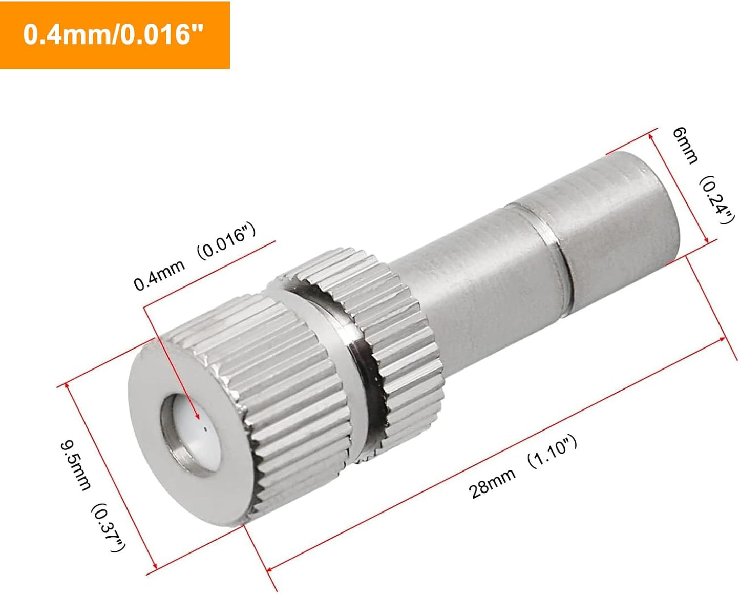 20pcs Brass Mister Nozzles, 6mm Misting Nozzles for Outdoor Cooling System, Landscaping, Air Humidification, Greenhouse Irrigation (without Filter, 0.016"/0.4mm Orifice)