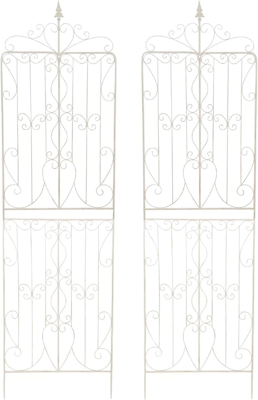 Sungmor 2 Pack Large Garden Trellis for Climbing Plants, 92.5 Inch Tall Rustic White Garden Metal Trellis, Decorative Trellis for Outdoor Rose Vines Cucumbers Support, Greenhouse, Flowerbed, Backyard