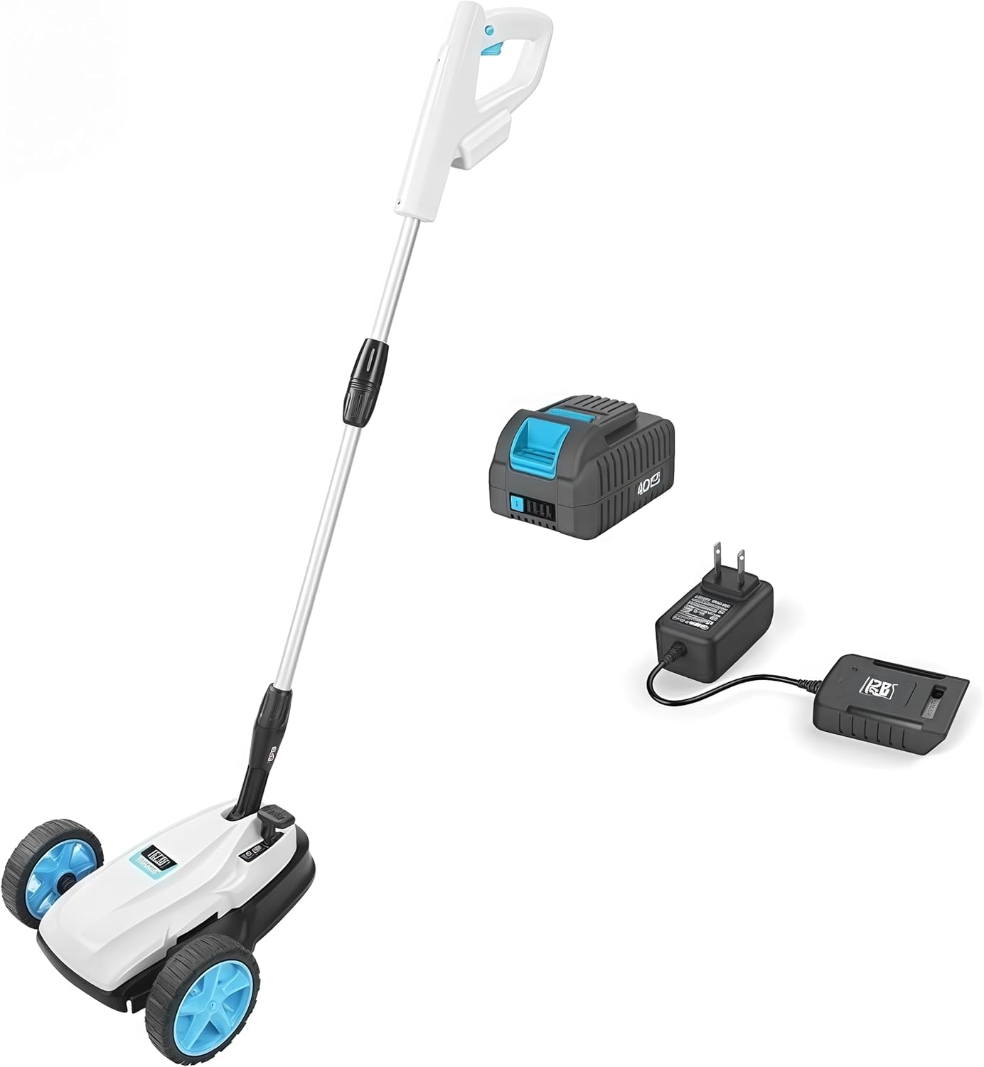 RB 9" Small Lawn Mower for Small Spaces, 40V 2Ah Battery & Charger, Ultra-Light Mini Cordless Lawn Mower with Brushless Motor, 3 Cutting Heights, One-Hand Steering, Upright Storage for Tiny Yards