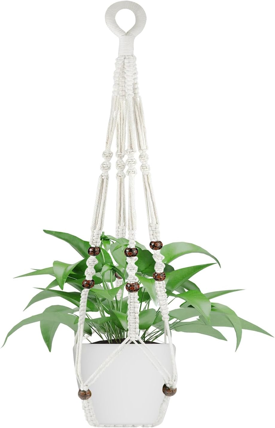 Macrame Plant Hanger for Outdoor and Indoor Hanging Plants - Plant Holders for Multi-Sized Pots, 35" Tangle-Free Cotton with Wood Beads, Window or Patio Decor (Pot Not Included)