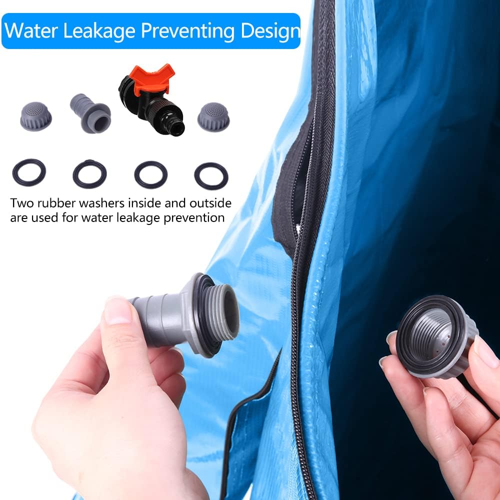 Collapsible Rain Barrel, 50 Gallon Portable Rainwater Collection System, Water Storage Tank, Rain Catcher Barrel with Spigots and Overflow Kit, Rain Water Barrel Collector for Garden, Blue