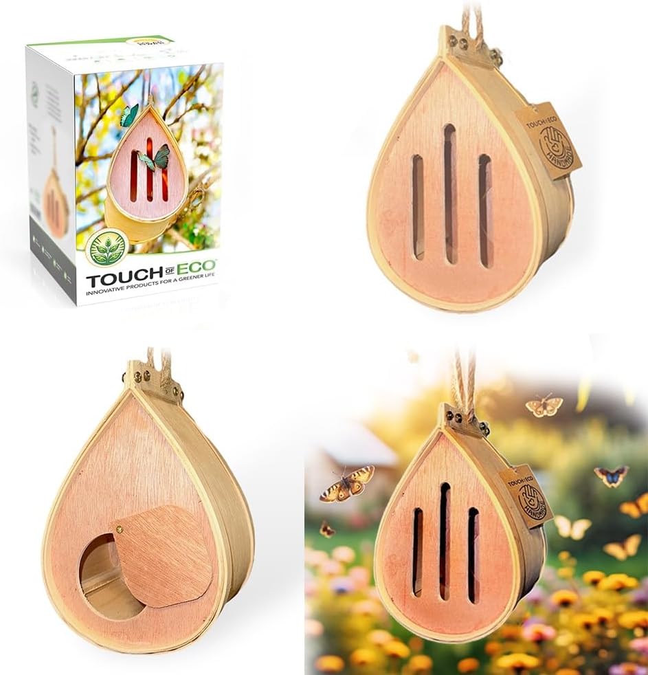 Pollinating Palace-Wooden Hanging Butterfly House, Natural Habitat to Attract Butterflies to Your Garden and Yard