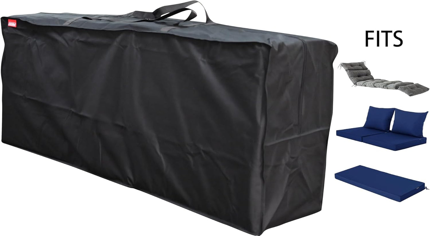 Outdoor Rectangular Cushion/Cover Storage Bag, Protective Zippered Storage Bags with Handles, 60"X20"X28" Black