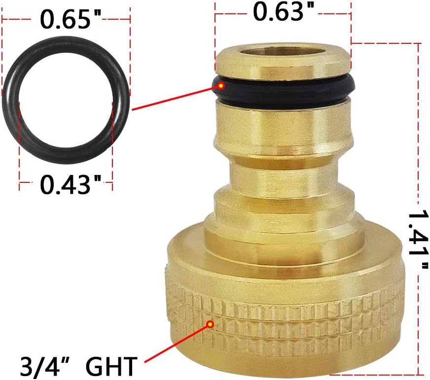 HQMPC Male Garden Hose Quick Connect Solid Brass Quick Connector Garden Hose Fitting Water Hose Connectors 3/4 inch GHT (4 Female+ 4Male)