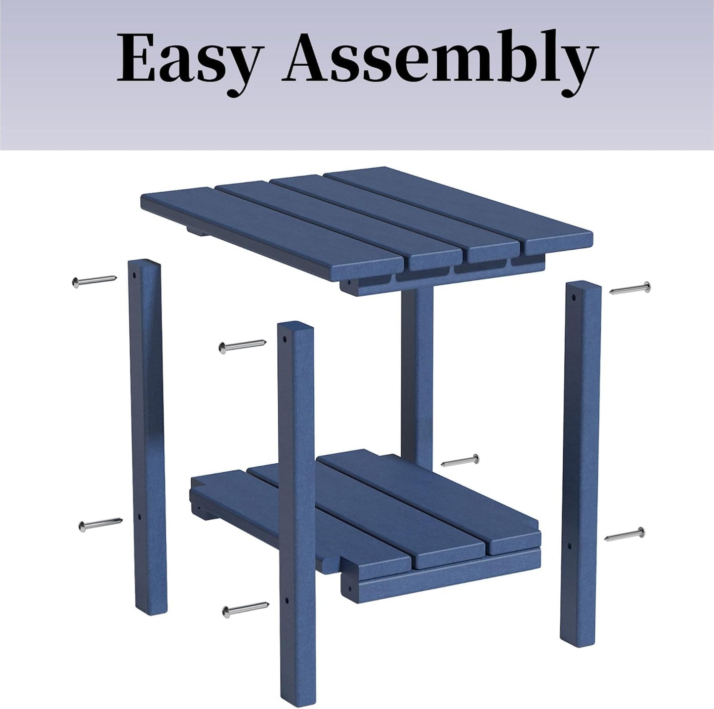 Outdoor Side Table, Weather-Resistant Patio Side Table for Backyard, Pool & Porch, Durable & Stylish Patio End Table (Dark Blue)