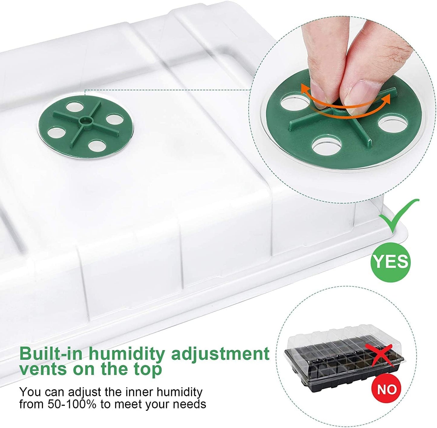 MIXC Seedling Trays Seed Starter Tray, 5-Pack Mini Propagator Plant Greenhouse Grow Kit with Humidity Vented Domes and Base for Seeds' Starting (40 Cells Per Tray, Total 200 Cells), Green