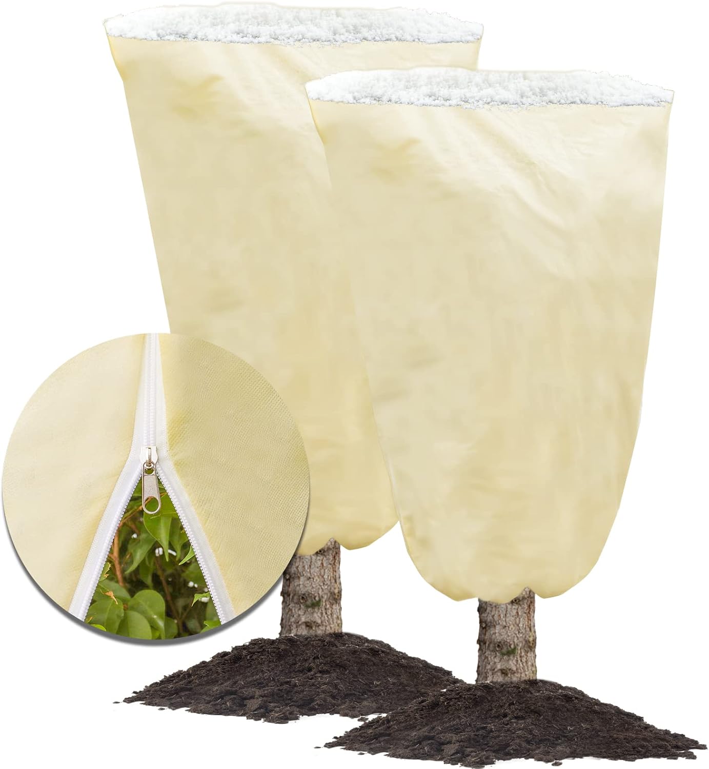 MIXC Plant Covers Freeze Protection, 47.2''×70.8'' Winter Cold Weather Frost Blankets Shrub Jacket with Drawstring Reusable Frost Protection Cloth for Outdoor Plants Fruit Tree Potted (2 Pack)