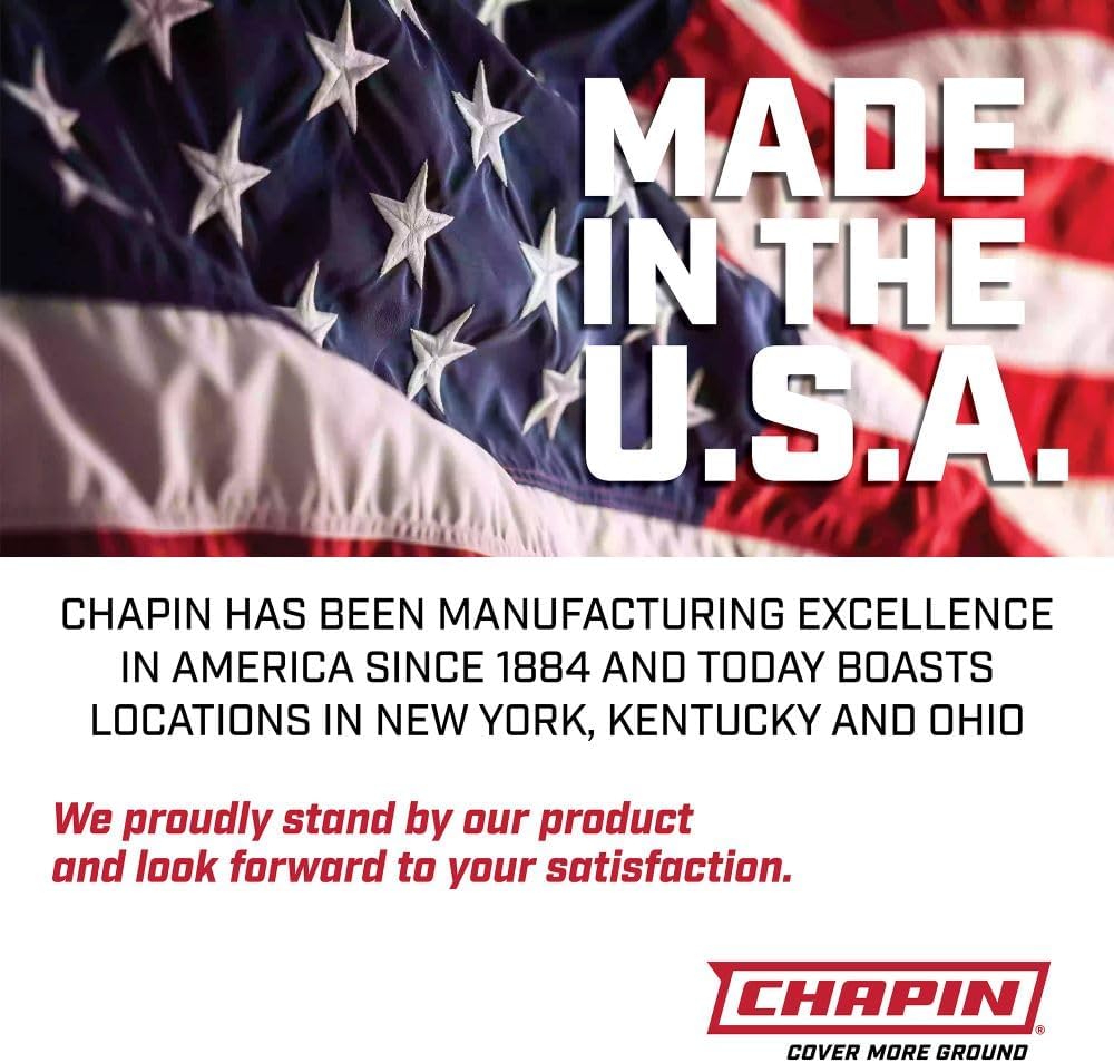 Chapin 60114 Made in USA 4-Gallon Backpack Sprayer with 3-Stage Filtration System Pump Pressured Sprayer, for Spraying Plants, Garden Watering, Lawns, Weeds and Pests, Translucent White