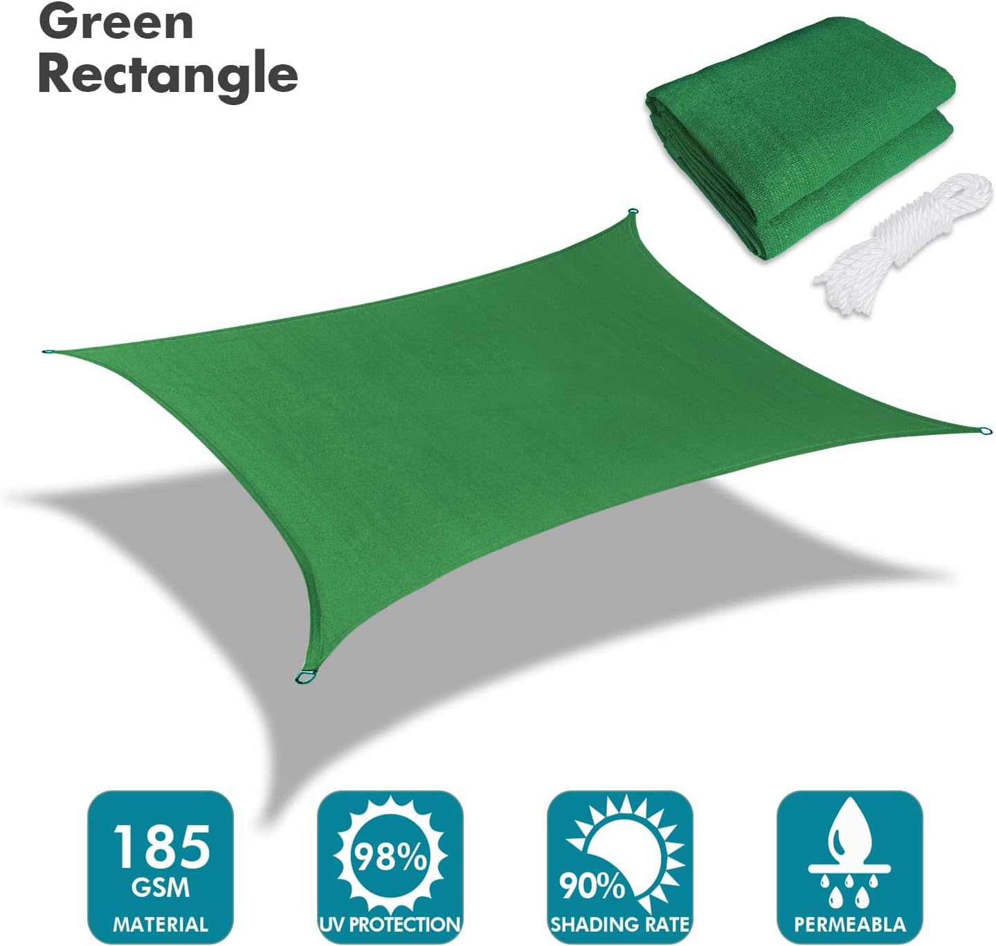 KANAGAWA 18'X18' Dark Green Custom Size Sun Shade Sail Square UV Block Canopy Cover for Patio Backyard Lawn Garden Outdoor (Customized Available)