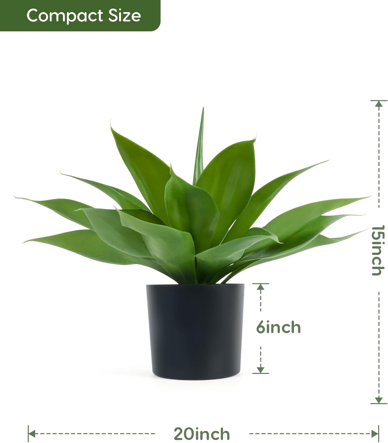 Velener Fake Agave with Black Pot, Artificial Plant Outdoor Agave - Fake Plants for Indoor and Outdoor Decor(15 Inch)