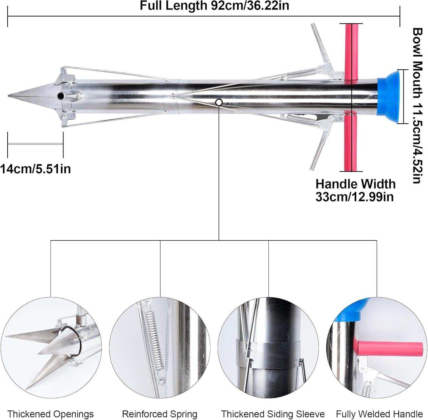 AIWFL Seedling Transplanter Long Handled Bulb Planter Tools Vegetable Young Plant Manual Plant Transplanter Stainless Steel Planting Garden Tools