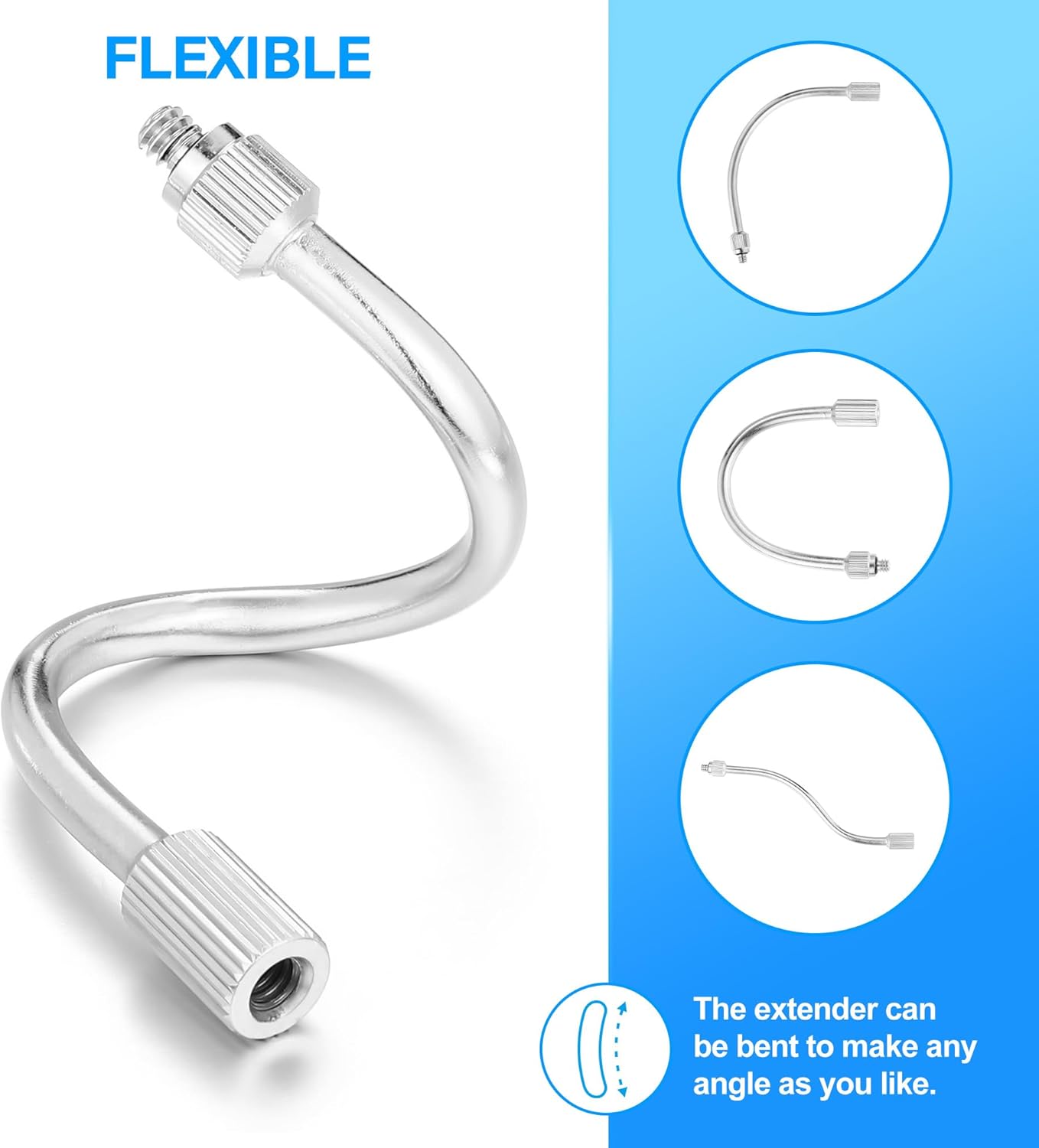 10 Packs Flexible Mister Nozzle Extensions 5.9 Inch,Brass Mist Rod for Mister Nozzles Bendable Copper Extended Pole 10/24 UNC Thread,Outdoor Misting System Nozzle Extension (10, silver)