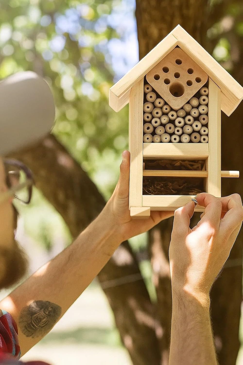 2 PK Premium Bug Hotel Kit Cedar Wood Insect Hotel - DIY Insect House Kit to Build - Backyard Bee House, Nesting Habitat Shelters, Garden Shelter for Bees, Butterflies, Bugs,Heavy Duty Thickness
