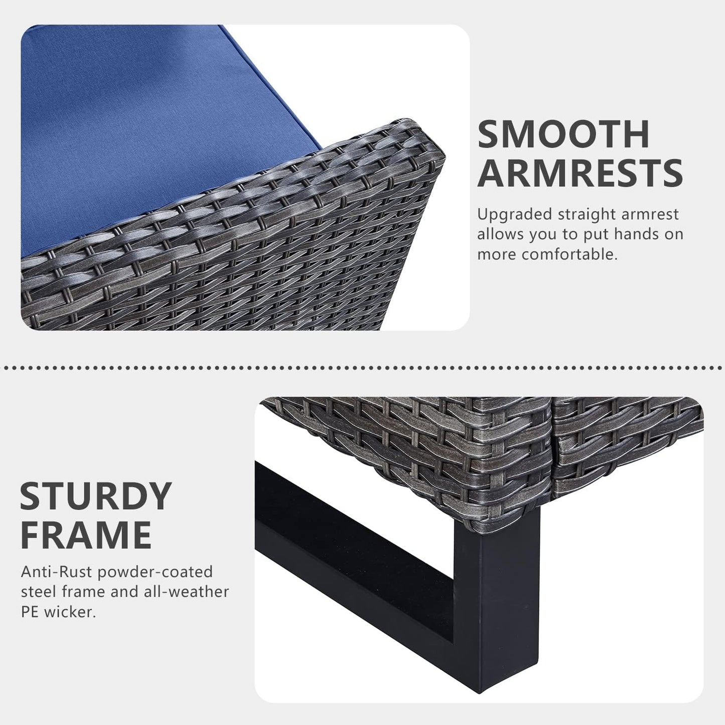 HUMMUH 8 Piece Patio Furniture Set All Weather Wicker Outdoor Sectional Sofa with Patio Chairs,Patio Swivel Glider Chairs Ottomans Coffee Table for Porch,Garden,Backyard