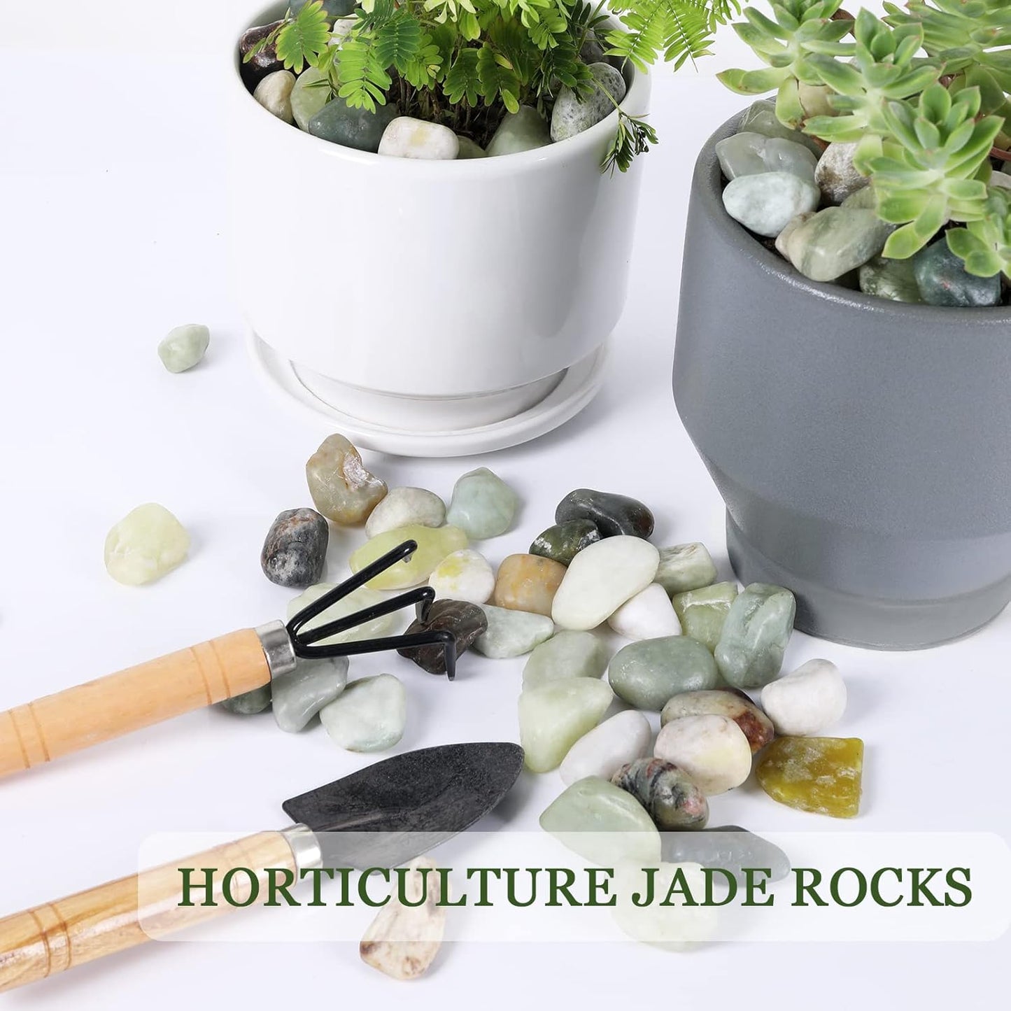 11lbs Natural River Rocks, Polished Pebbles for Plants Garden, 1-2 inch Decorative Jade Stones, Ideal for Fish Tank, Vases, Crafting, Home Decor and Garden Landscaping Rocks,Jade