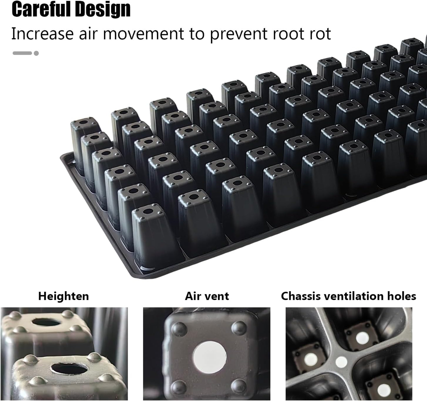 Deep 72 Cell Seedling Trays, Thick Durable 72 Cell Plug Tray Big Cell Seed Trays for 1020 Flat Trays Germination (10-Pack, 21.25"×11", 2.36" Height, High)