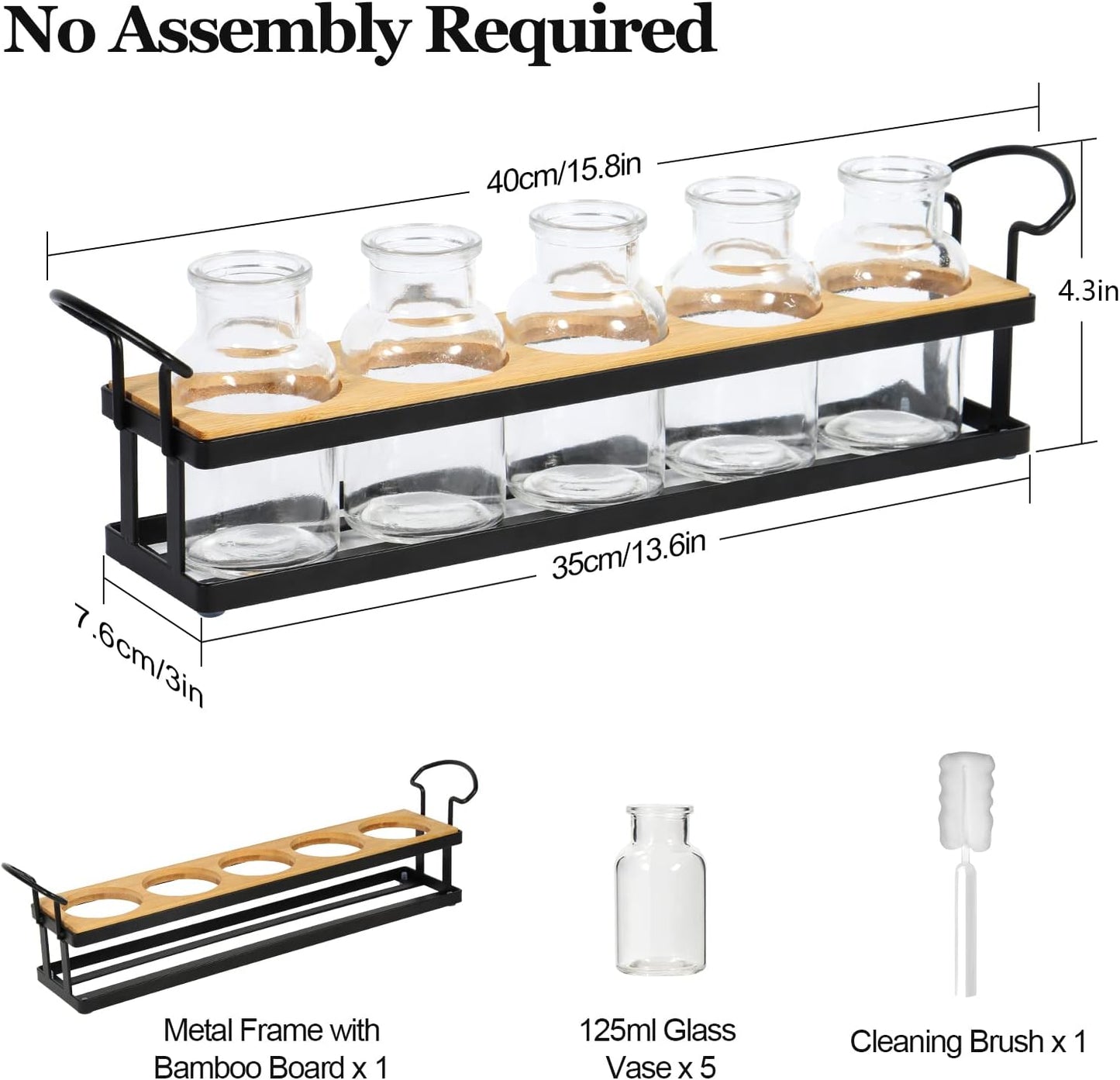 THYGIFTREE Plant Propagation Stations with Metal Stand, Tabletop Plant Terrarium for Propagating Hydroponic, Retro Glass Planter Flower Vase Home Kitchen Office Decor, Plant Lover Gifts, 5 Jars