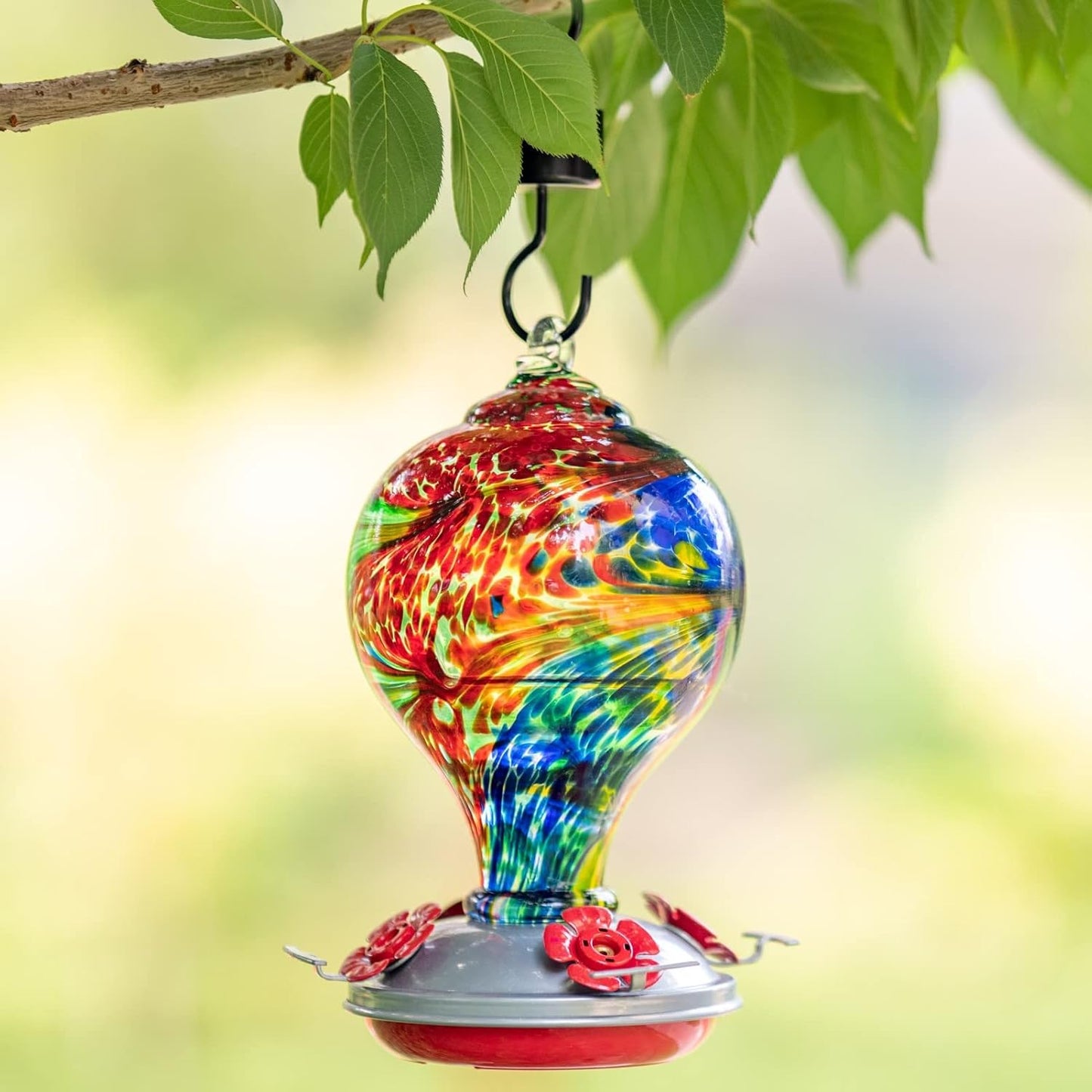 Muse Garden 32OZ Humming Bird Feeder Ant Moat,Gifts for Bird Lover,Gardening Backyard Decor Hummingbird Nectar Capacity,Nebula