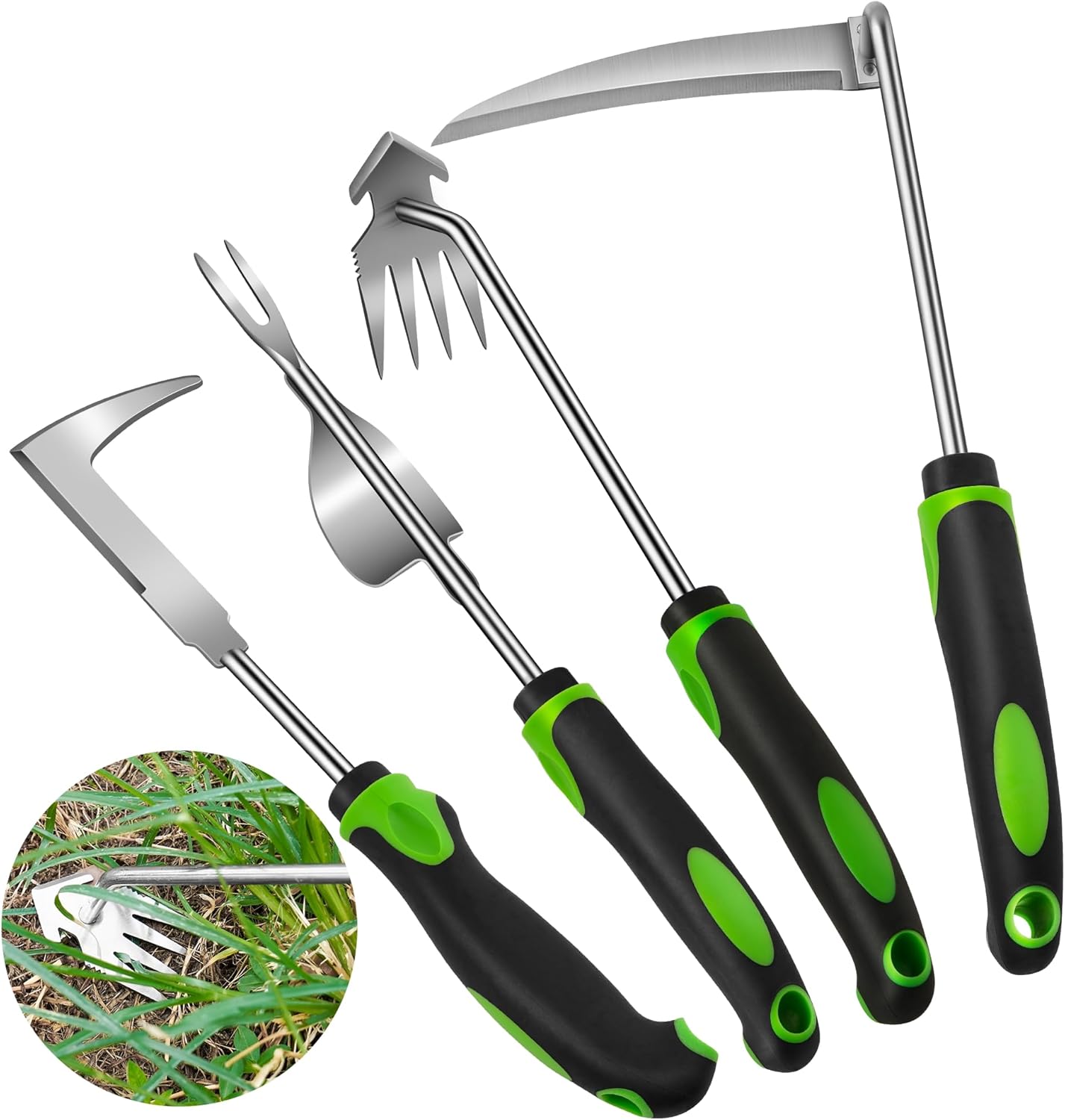 Weed Puller Tool, 4 Pack Stainless Steel Weed Remover Tool, Portable Weeding Tools Gardening, Crack Weeder Tool, Uprooting Weeding Tool for Backyard Farm Planting