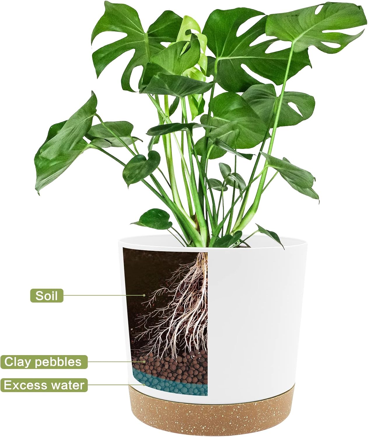 QCQHDU 10 inch Plant Pot, 2 Pack Planters for Indoor Plants with Drainage Holes & Saucer, Outdoor Flower Pots Home Garden Modern Decor