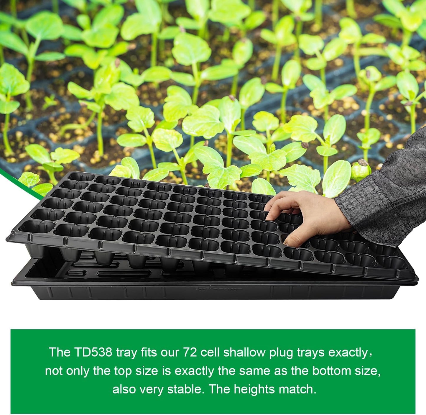 10 Pack 1020 Seed Starter Trays and 10 Pcs 72 Cell Plug Trays, Thick Durable Seedling Plastic Nursery Tray for TD538 1020 Tray Germination (10 Sets)