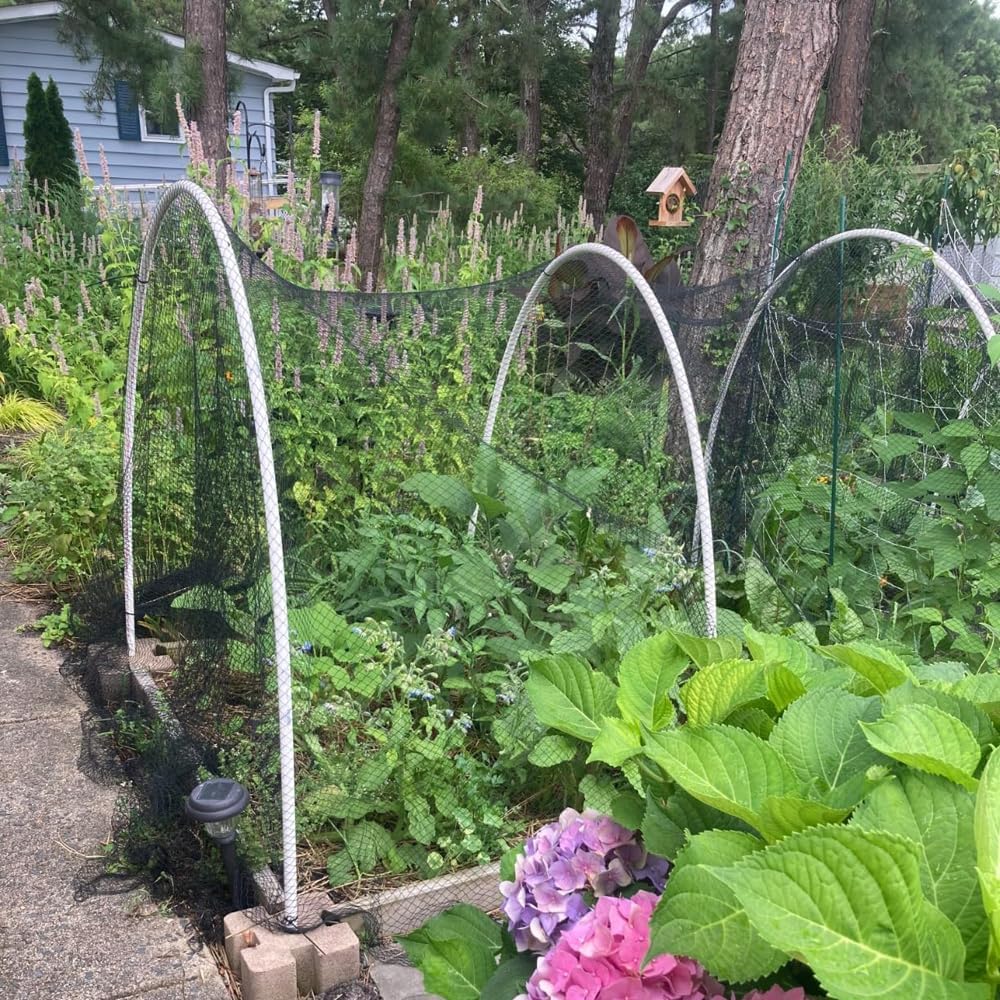 Junflying Bird Netting, 25x25 FT – 1/2" Mesh, Woven Black Netting for Garden Protection with Ties, Protects Vegetables, Fruit Trees, Blueberry Bushes & Strawberry Plants