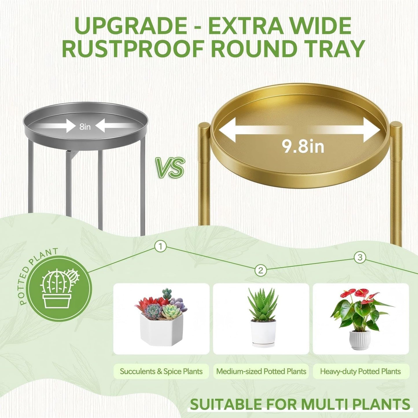 iDavosic.ly 5 Tier Large Plant Stand Indoor, 10 Inch Wide Tall Corner Metal Plant Stands Outdoor for Multiple Plants, Folding Tiered Flower Display Holder Rack Shelf, Gold