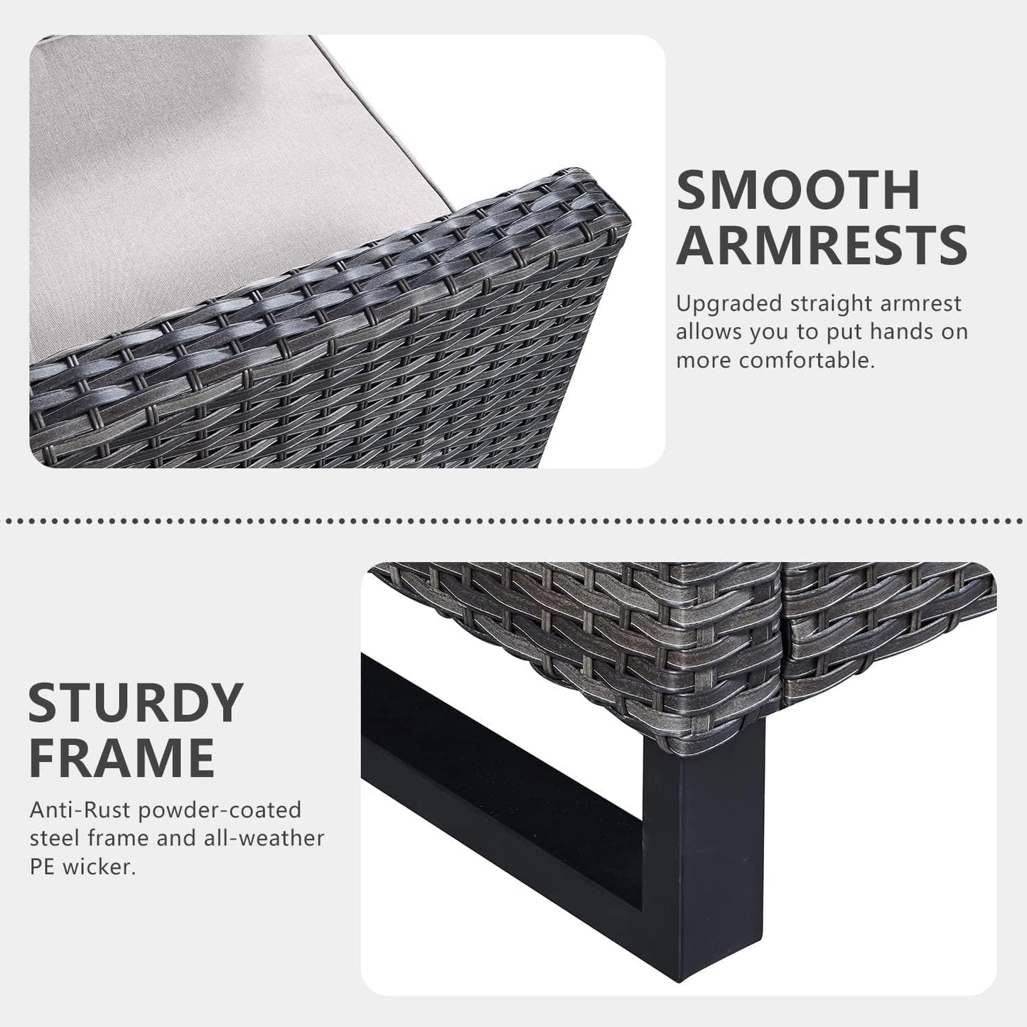 HUMMUH 7 Piece Patio Furniture Set with Fire Pit Table 41in 55,000 BTU,Wicker Outdoor Conversation Sets - Outdoor Chairs Set of 2 Patio Sofa for Porch,Garden,Backyard