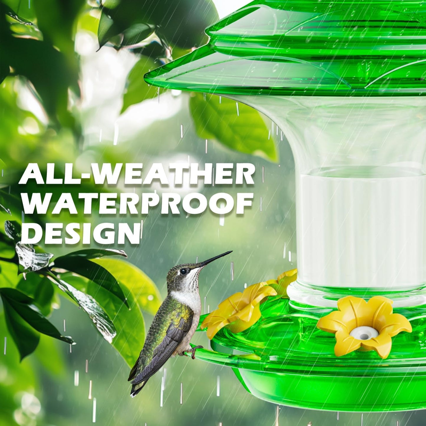 Birdream Hummingbird Feeder for Outdoors Hanging 40oz 10 Feeding Ports, 2 Pack Humming Bird Feeder with Ant Moat Brush Leak Proof - Green