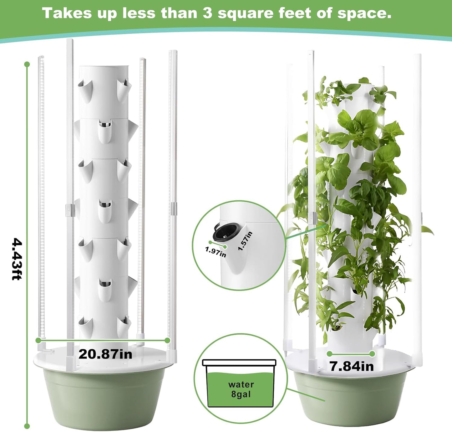 Vertical Hydroponic Growing System Kit – LED Grow Lights, Hydroponic Vegetable Tower,Inddor Lettuce Growing Garden,28 Plant Sites, for Indoor & Outdoor Gardening,Full Spectrum