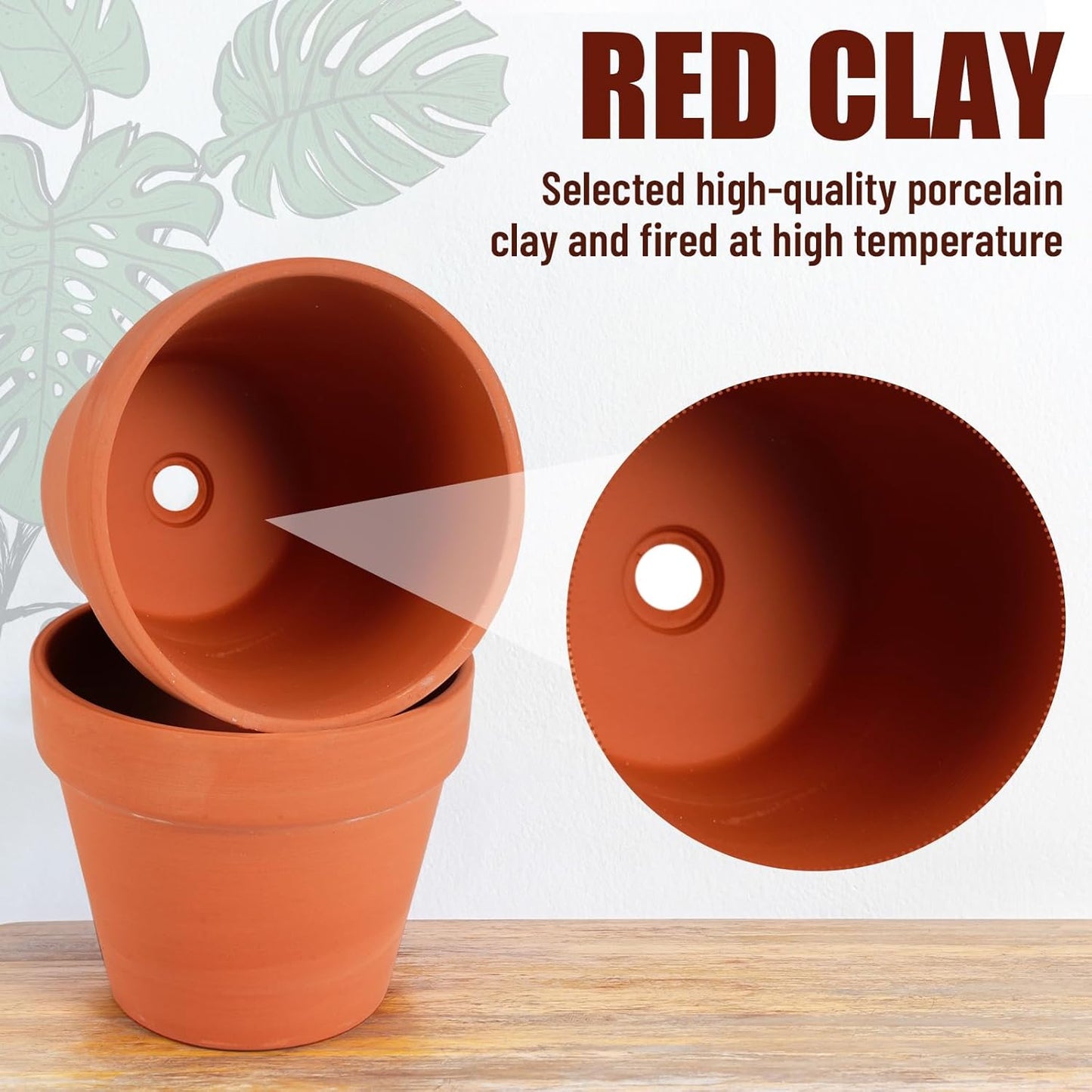 Hsei 24 Pcs 4 Inch Terracotta Pots Flower Pot with Drainage Hole Small Clay Pots for Plants Succulent Indoor Outdoor DIY Crafts Wedding Favor