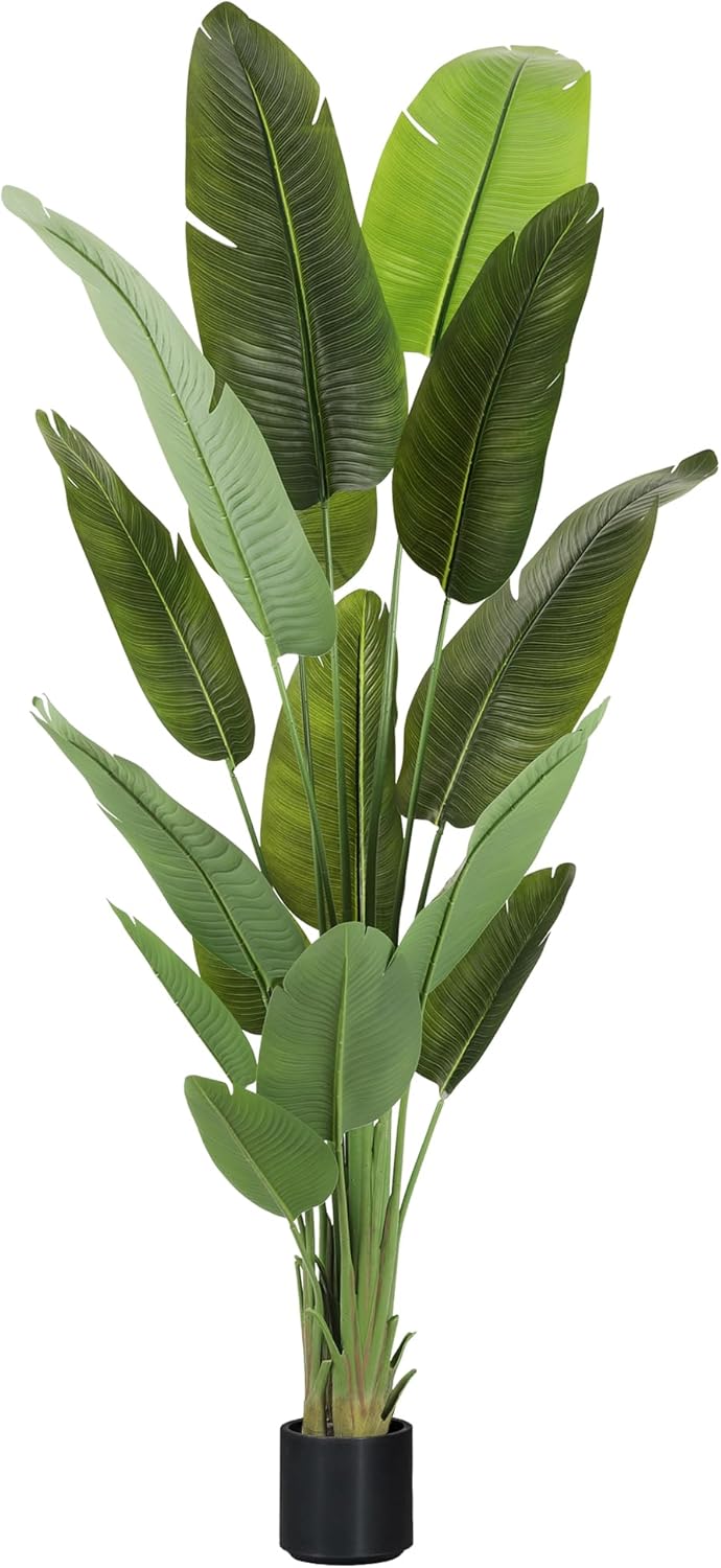 Artificial Tree 6.6Ft Silk Bird of Paradise Large Big Fake Potted Plants Tall Faux Silk Floor Plants for Home Living Room Bedroom Office Decor Indoor Outdoor…