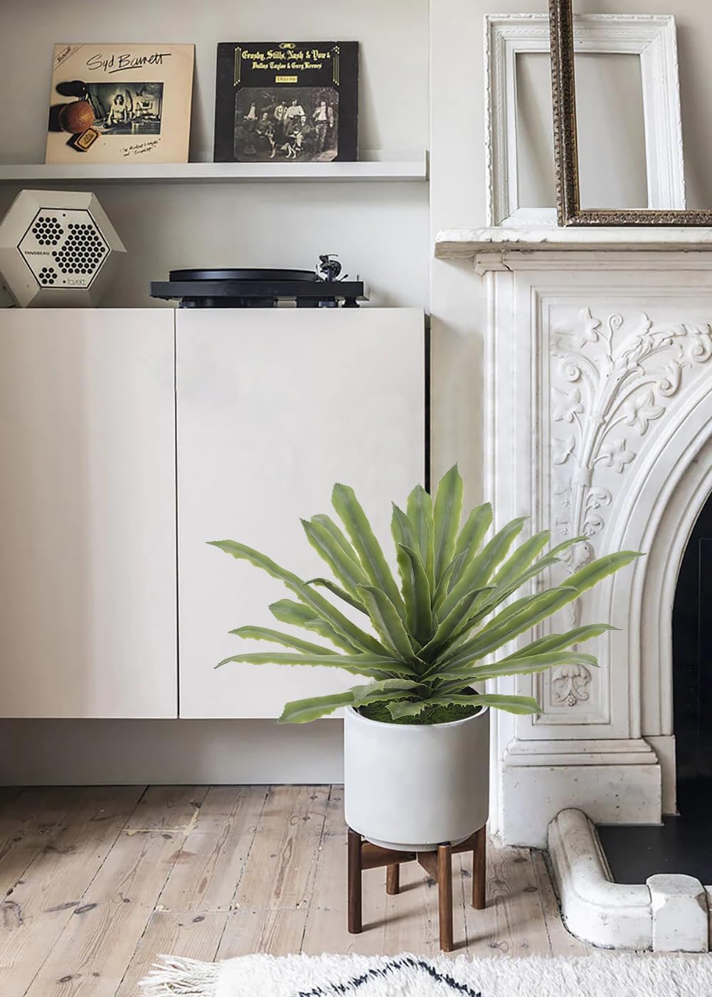 Briful Artificial Potted Plant 13 Inch Fake Plants with Pot Faux Agave Plants for Home Office Floor Table Bathroom Kitchen Decor Indoor Outdoor (Green)