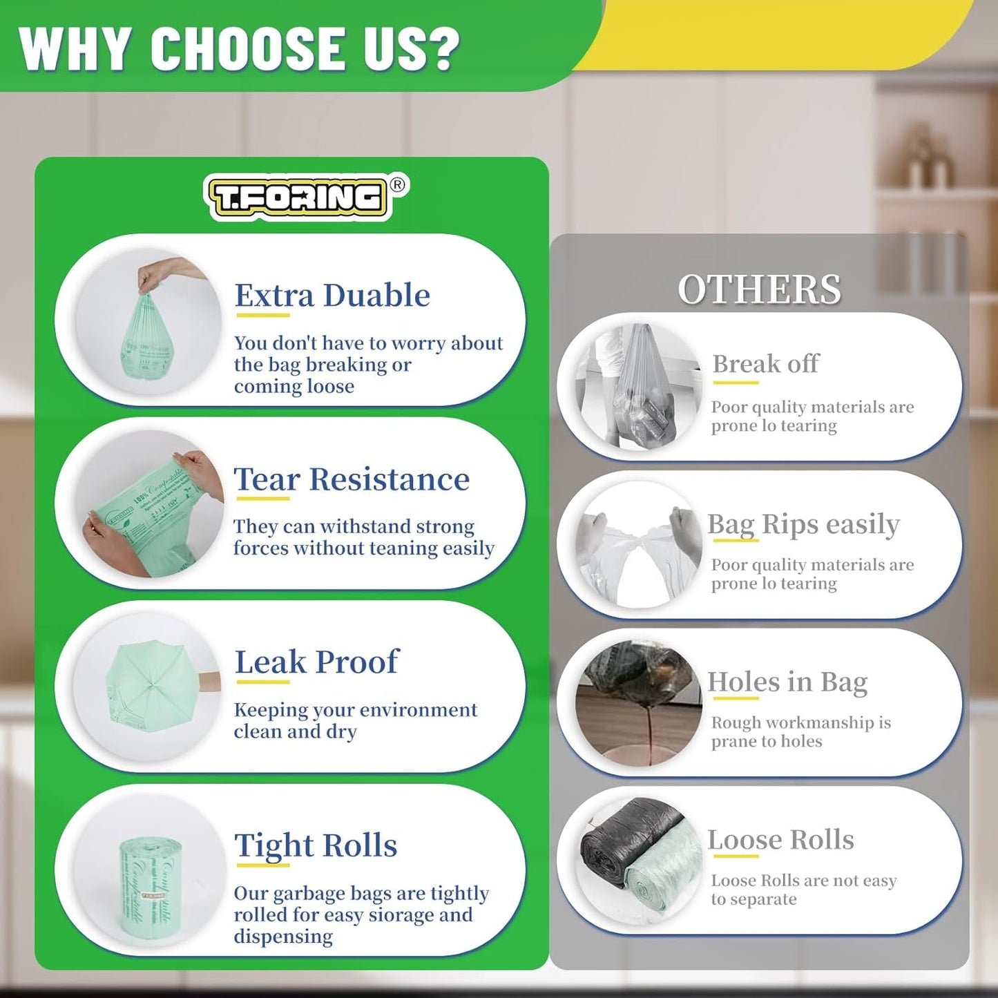 1.2 Gallon Compost Bags, 4.5 Liter, 0.8 Mil,80 Count Compostable Trash Bags, Small Kitchen Food Scrap Waste Bags, ASTM D6400, US BPI, CMA and Europe OK compost HOME Certified