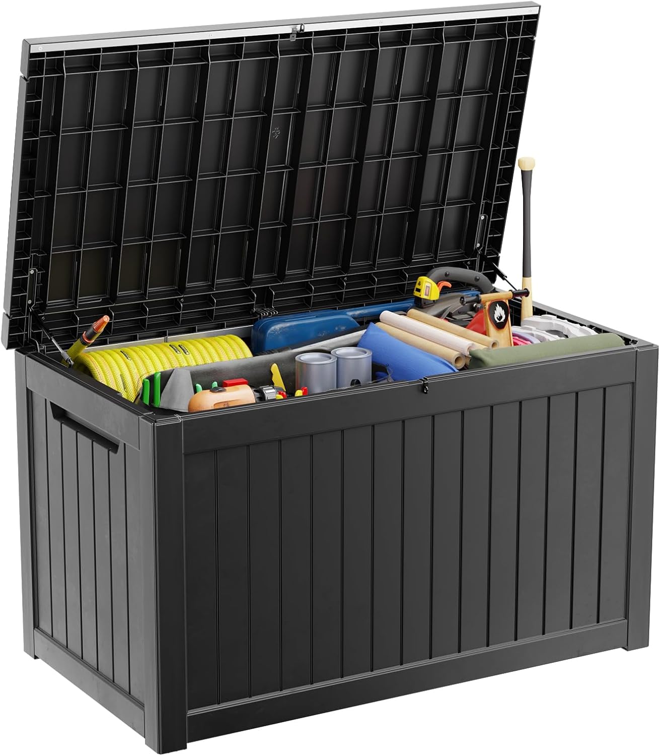 Deck Box - 230 Gallon Large Outdoor Storage box,Waterproof Patio Furniture and Storage Deck - Lockable and UV Resistant, Perfect for Pool and Outdoor Use, Weatherproof Resin, Lockable (Black) -