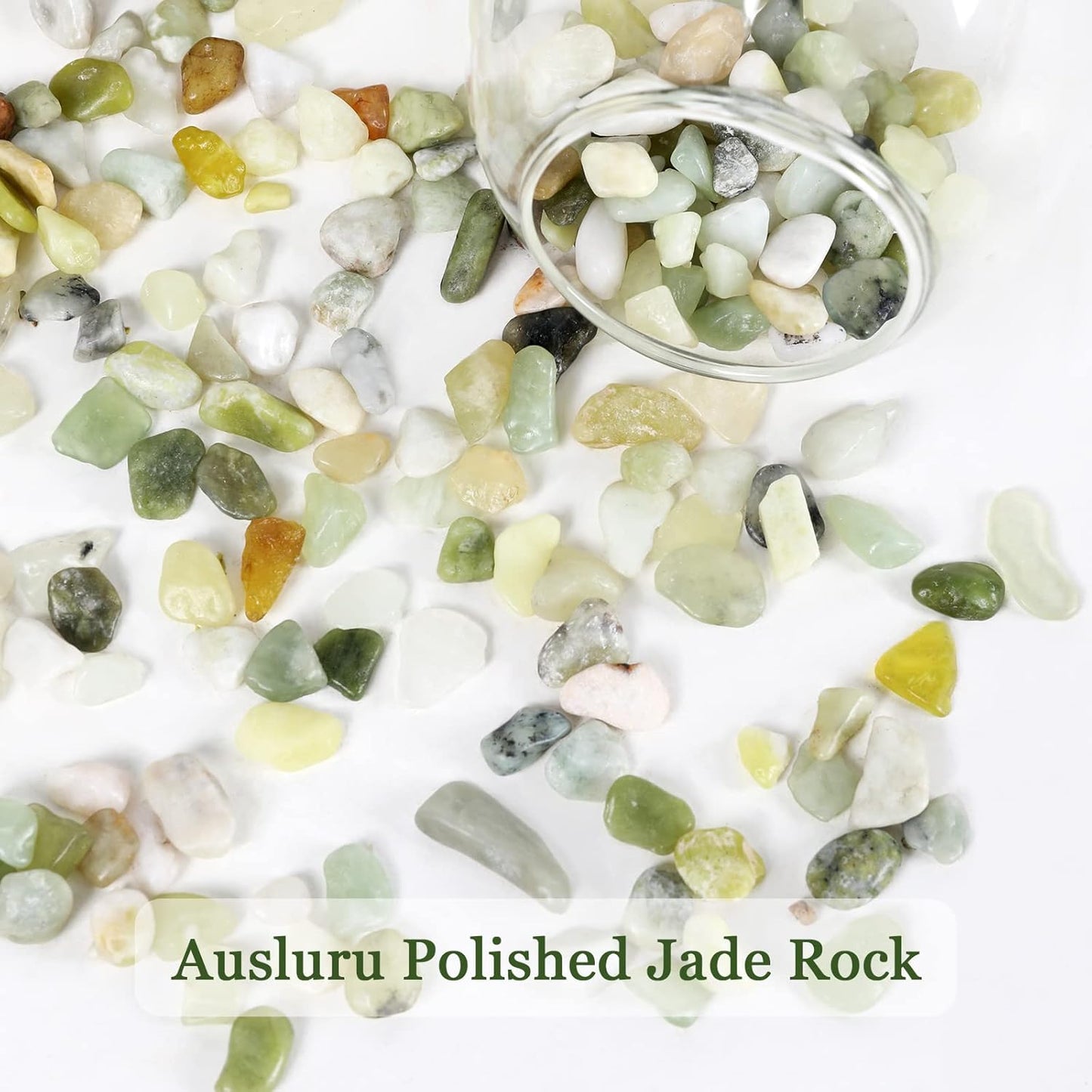 11lbs Natural River Rocks, Polished Pebbles for Plants Garden, 0.3-0.8 inch Decorative Jade Stones, Ideal for Fish Tank, Vases, Crafting, Home Decor and Garden Landscaping Rocks,Jade