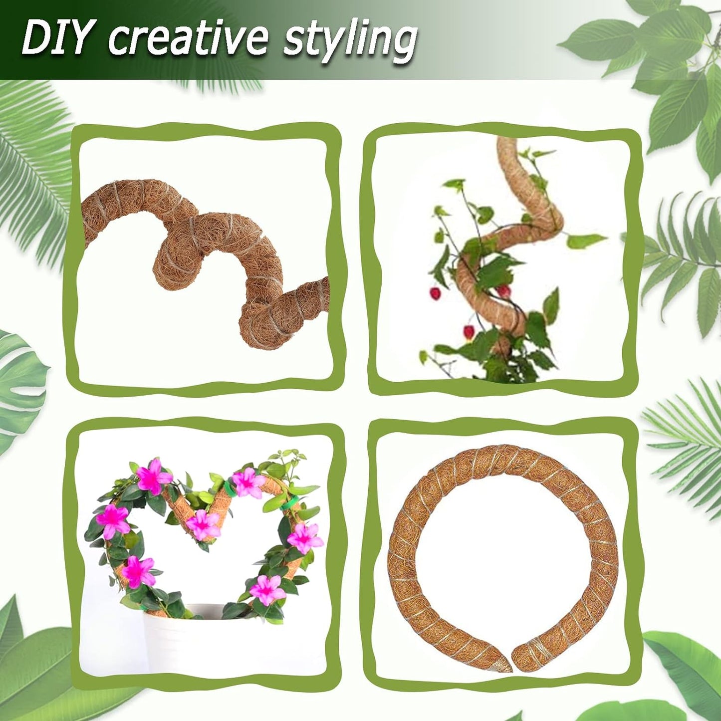 Moss Pole for Plants Monstera, 59 Inch Tall Bendable Moss Poles for Climbing Plants Indoor, Large Handmade Plant Pole Sticks, Coco Coir Plant Support Stakes for Potted Plants, Pothos