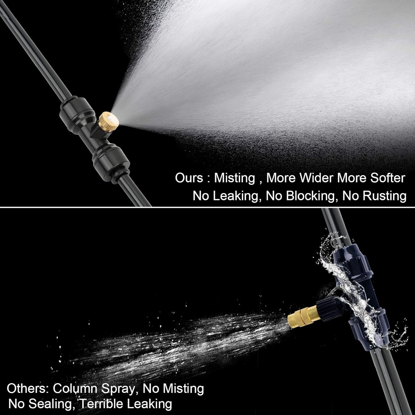 Misting Cooling System, DIY 49.2 FT(15M) Misting Line +15 Brass Mist Nozzles+ a Brass Connector(3/4'') Outdoor Mister System for Patio Waterpark Garden Trampoline Greenhouse