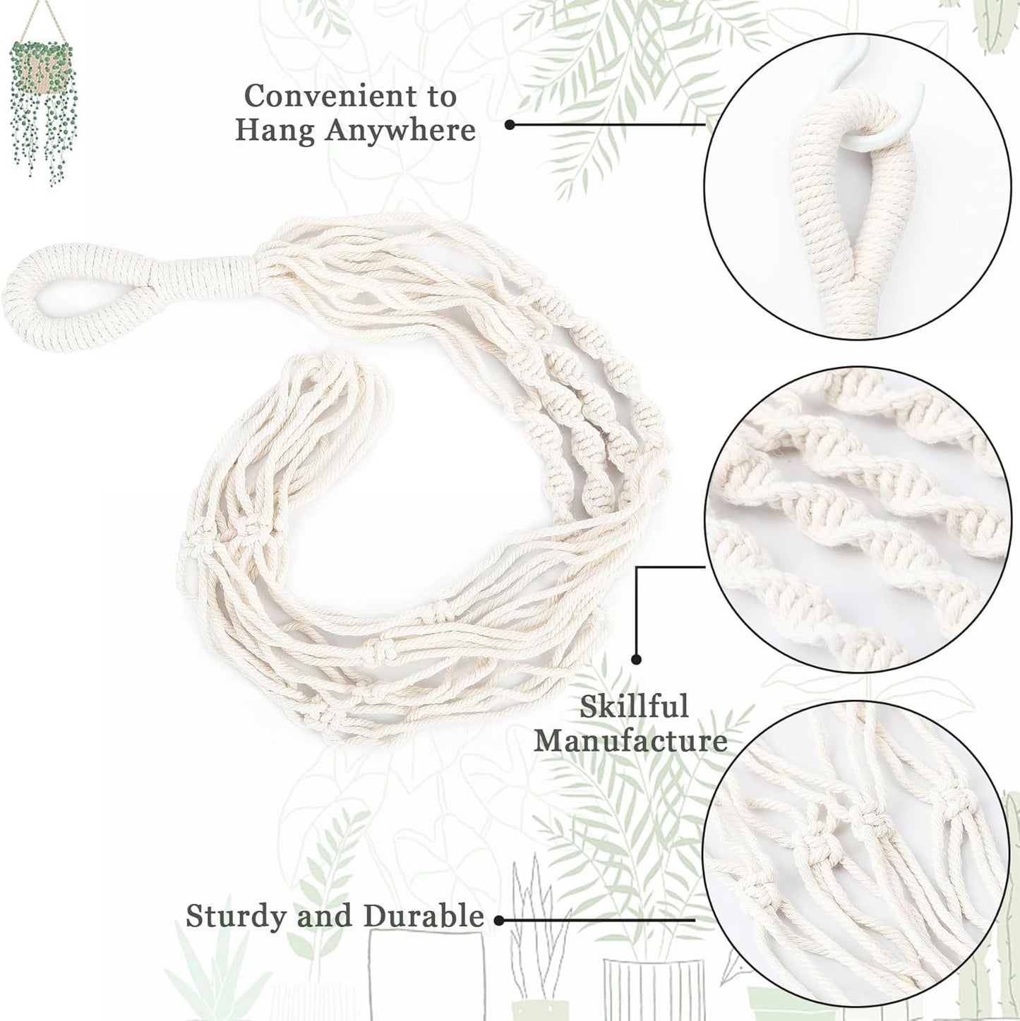 Augshy 27inch Macrame Plant Hanger, 2 Packs Plant Hangers with Hooks, Hanging Planter for Indoor Plants Decorative Macrame Pot Hanger for Home Decor