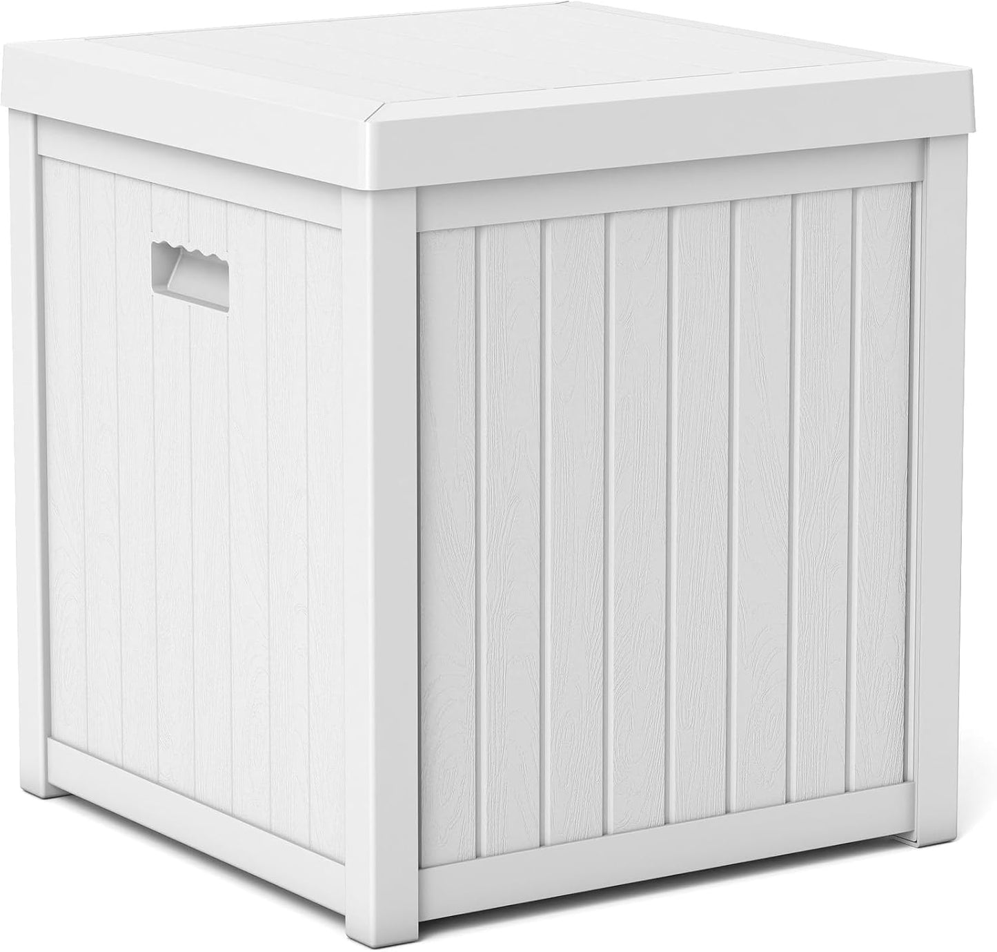 51 Gallon Resin Deck Box, Outdoor Storage Box Waterproof for Patio, Garden, Pool, and Deck, Storage Solution for Cushions, Tools, Delivery Packages, White