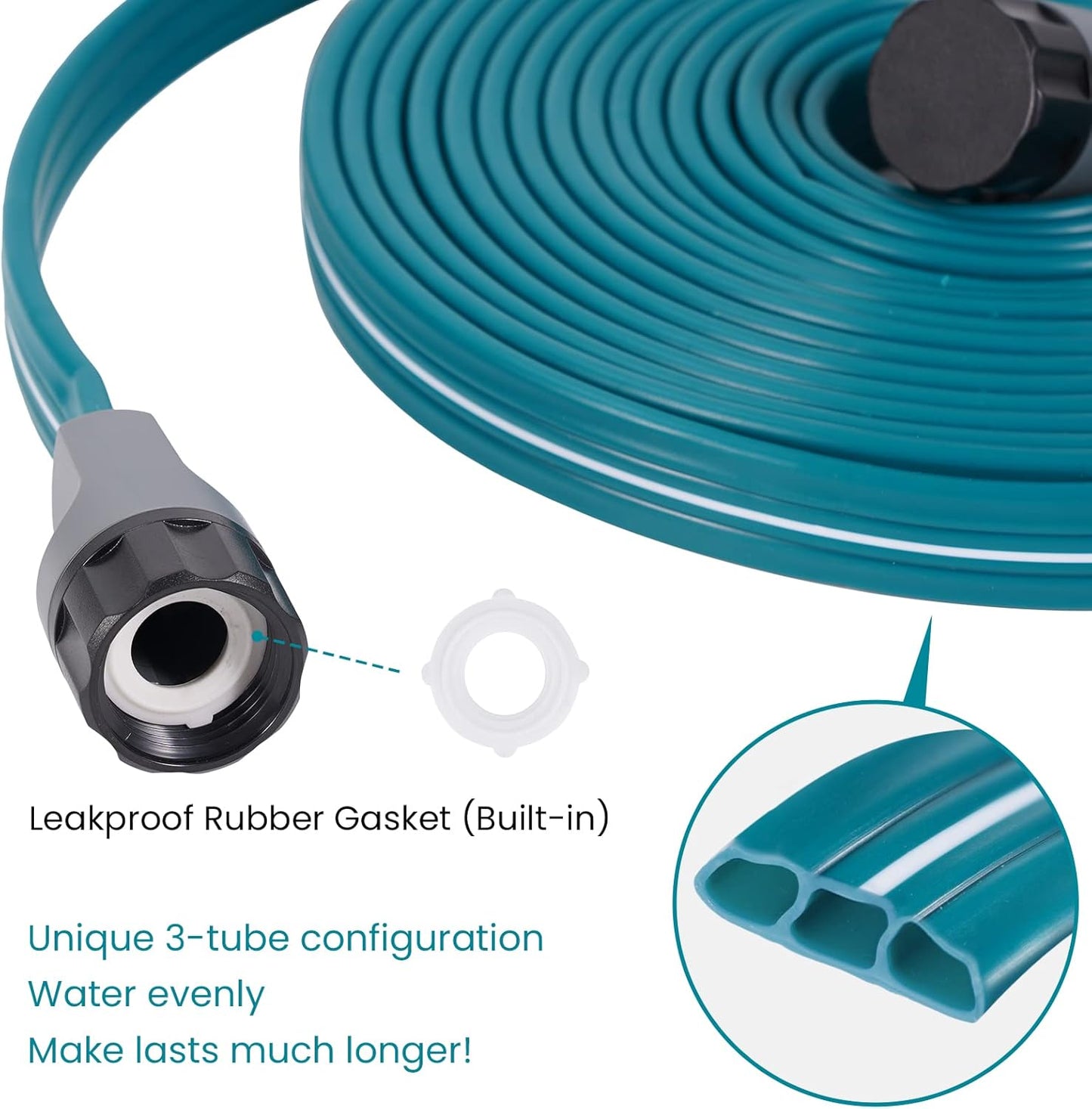 LINEX Sprinkler Soaker Hose 25 ft for Garden Lawn Watering Hose with Hose Stakes